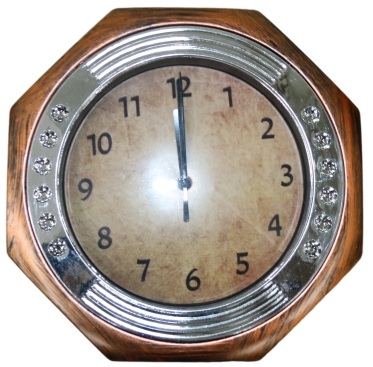 CLOCK WALL HEXAGONAL SILVER/BROWN