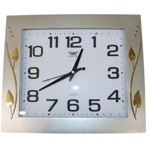 CLOCK WALL SQUARE SILVER & GOLD